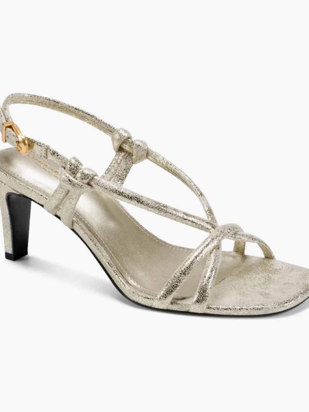 Donna Karan Metallic Gold Strappy Slingback Heels
